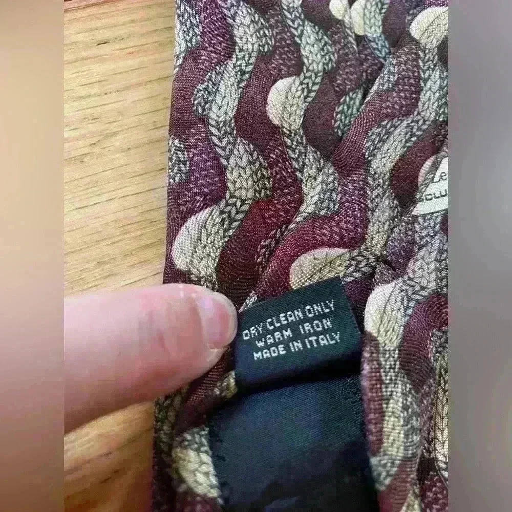 Ermenegildo Zegna Men's Silk Necktie Purple/Tan Abstract Geometric Made In Italy